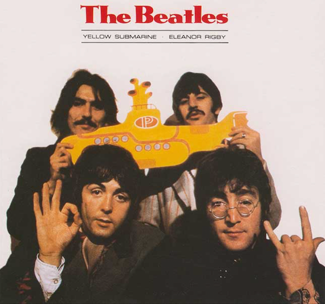 An image of the Beatles' 'Yellow Submarine' - 'Eleanor Rigby' 45 single release. Original source: Everette & Riley (2019).